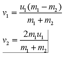 Uproszczone równania `wynikowe` opisujące obie prędkości końcowe 